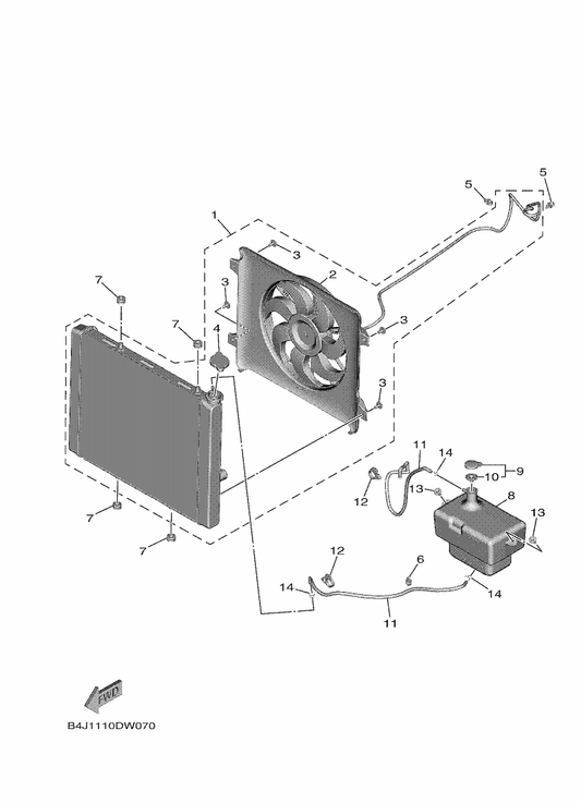 Yamaha 90445-08850 Hose (L510) — shown on the Radiator & Hose parts diagram