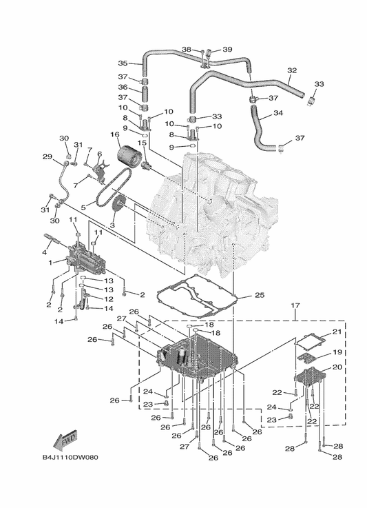 Yamaha B1R-13475-00 Gasket — shown on the Oil Pump parts diagram