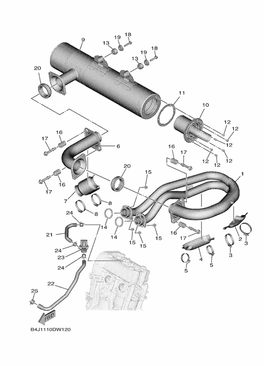Yamaha B4J-E4780-01 Spark Arrester Assy — shown on the Exhaust parts diagram