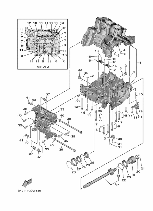 Yamaha 5EB-15155-00 . Nozzle 3 — shown on the Crankcase parts diagram