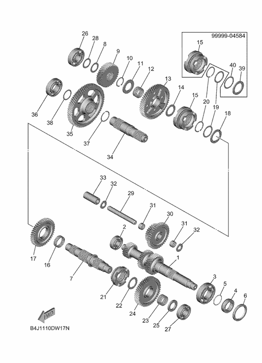 Yamaha 90209-33008 Washer — shown on the Transmission parts diagram