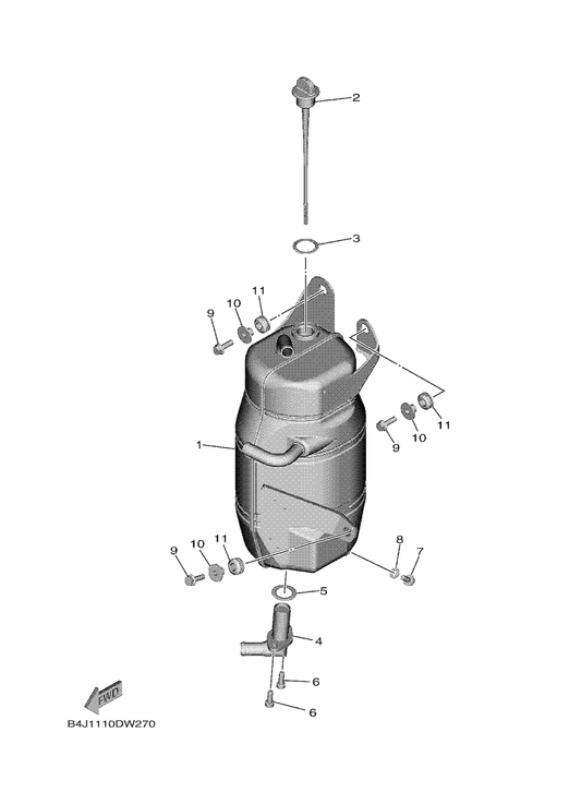 Yamaha B4J-21751-00 Tank, Oil — shown on the Oil Tank parts diagram