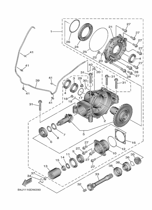 Yamaha B4J-46127-00 . Shim, Drive Pinion (0.25T) — shown on the Drive Shaft parts diagram