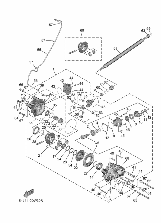 Yamaha B4J-W4641-00 Differential Kit — shown on the Front Differential parts diagram