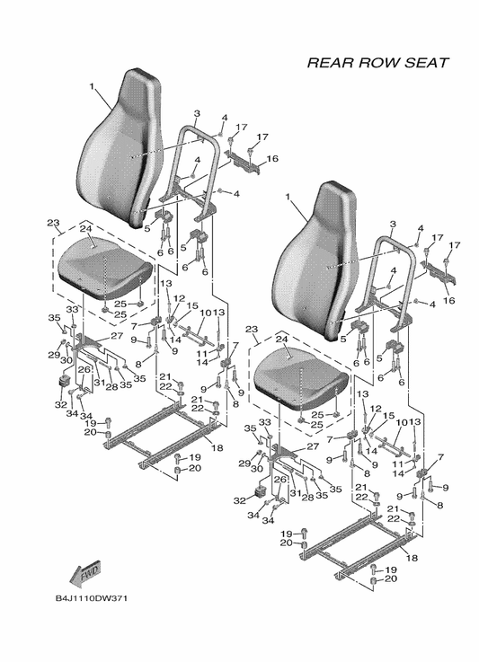 Yamaha B4J-F4700-00 Seat Assy — shown on the Seat 3 parts diagram