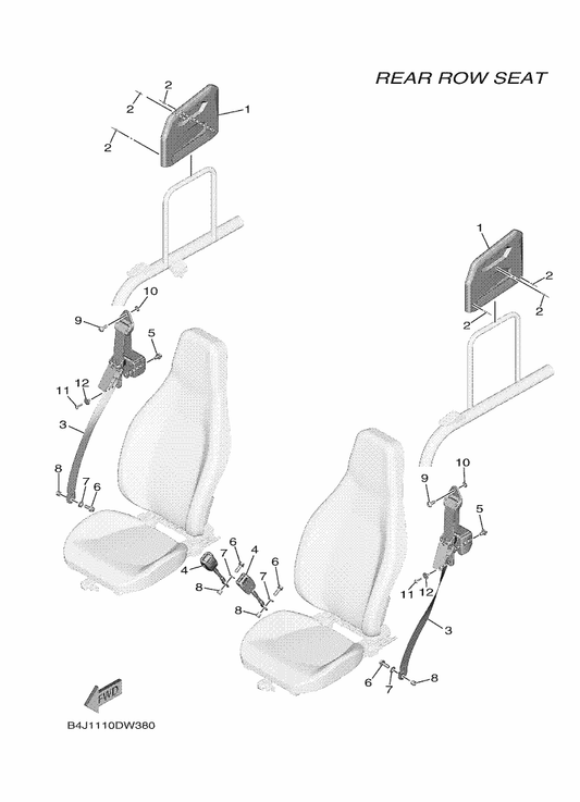 Yamaha B4J-F470N-01 Rear Seat Belt Assy 1 — shown on the Seat 4 parts diagram