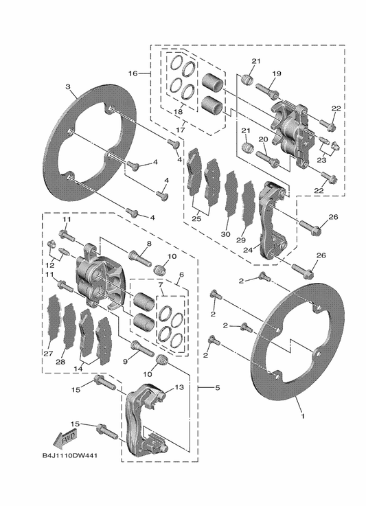 Yamaha 2HC-25926-10 . Bolt — shown on the Rear Brake Caliper parts diagram