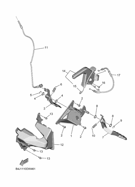 Yamaha B4J-26341-02 Wire, Brake 1 — shown on the Pedal Wire parts diagram