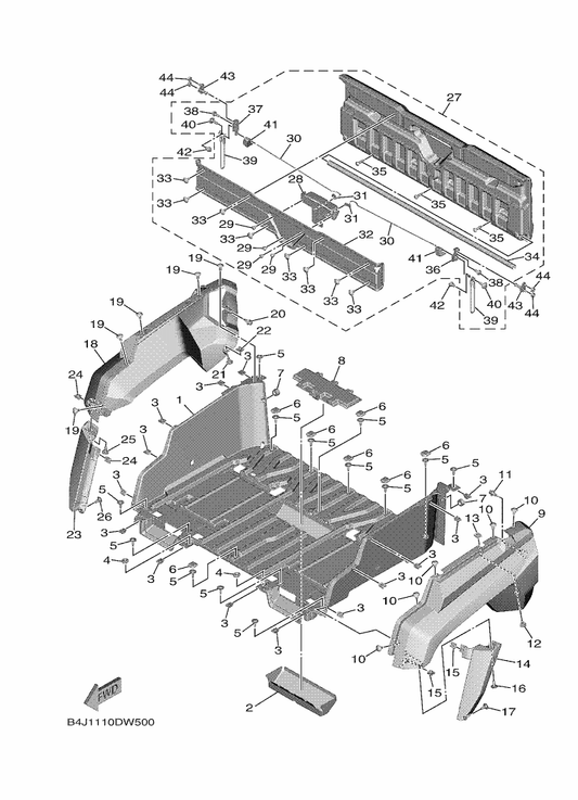 Yamaha B4J-F840M-50 Guard Comp. 2 — shown on the Carrier parts diagram