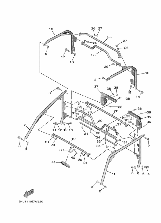 Yamaha B4J-K831A-01 Support, Roof 3 — shown on the Guard 2 parts diagram