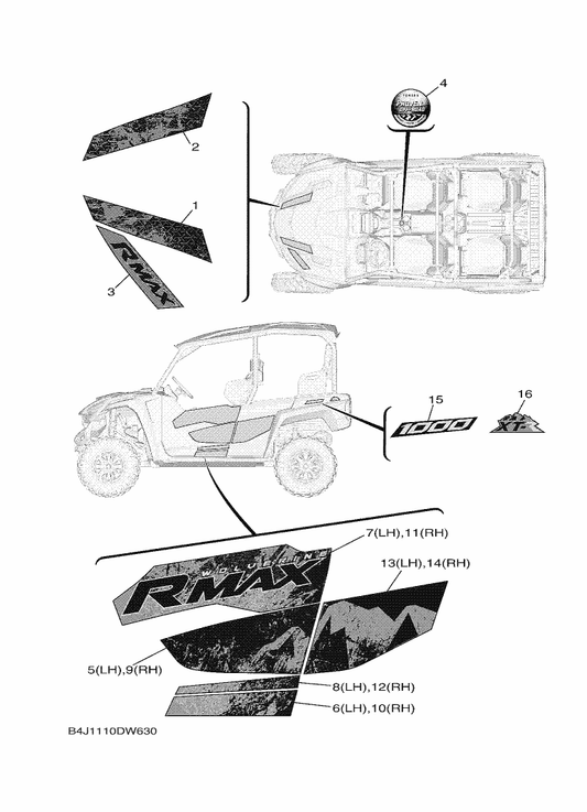 Yamaha B4J-F1789-00 Graphic (Rh) — shown on the Graphics parts diagram