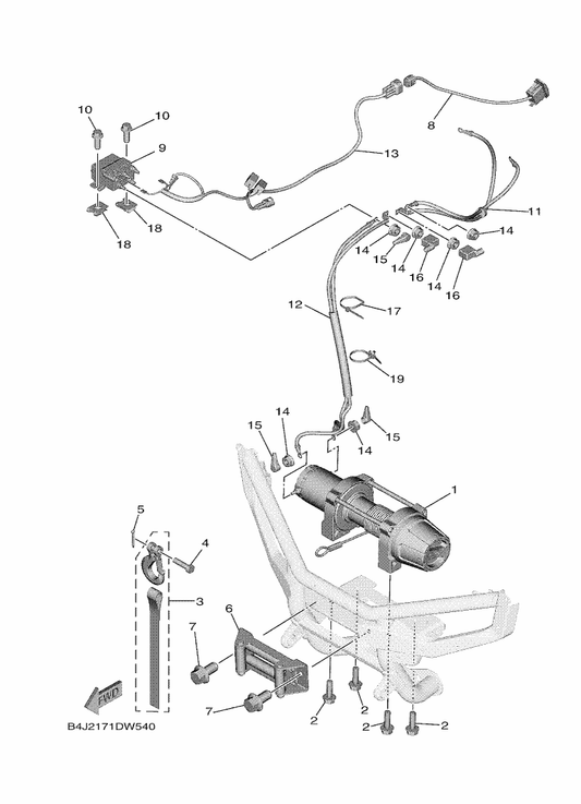 Yamaha B4J-H2105-01 Wire Harness — shown on the Winch parts diagram