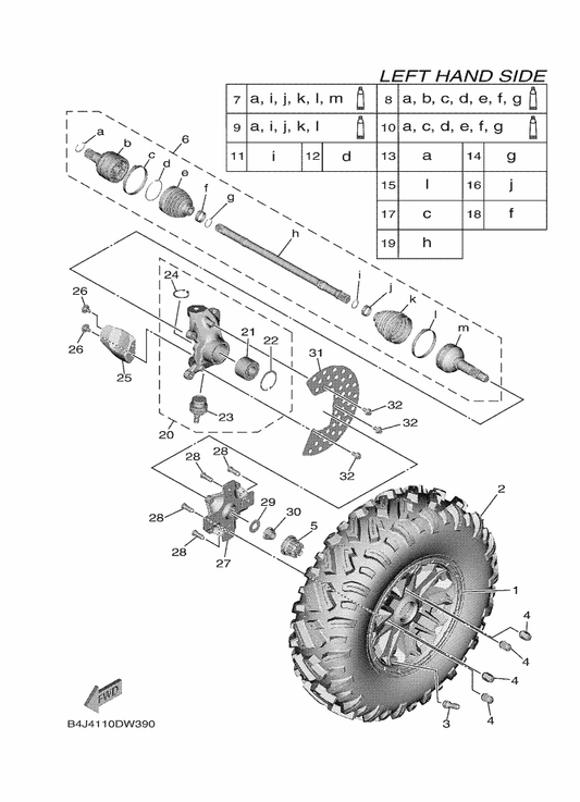 Yamaha 94109-14817 Tire (29X9.00-14 8Pr Sg-797) — shown on the Front Wheel parts diagram