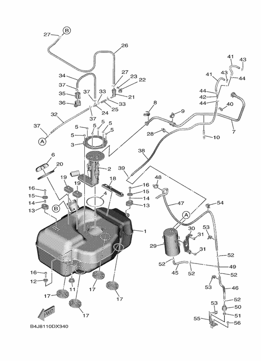Yamaha 90445-09046 Hose (L810) — shown on the Fuel Tank parts diagram