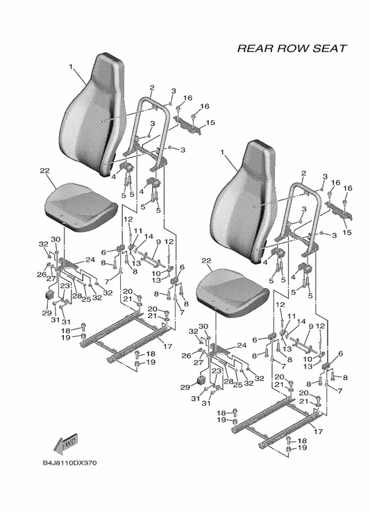Yamaha B4J-F4700-20 Seat Assy — shown on the Seat 3 parts diagram