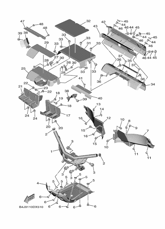 Yamaha B4J-F845N-10 Bar, Carry Front — shown on the Guard parts diagram
