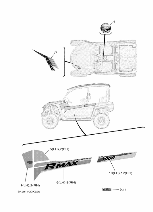 Yamaha B4J-F1787-40 Emblem 7 (Rh) — shown on the Graphics parts diagram