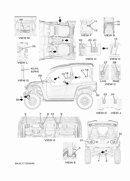 Yamaha B4J-F4897-10 Emblem — shown on the Emblem & Label 1 parts diagram