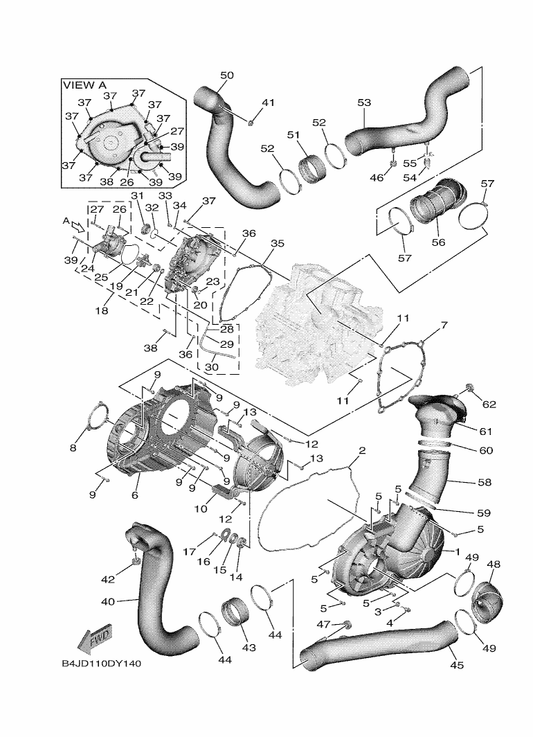 Yamaha 90480-18411 Grommet — shown on the Crankcase Cover 1 parts diagram