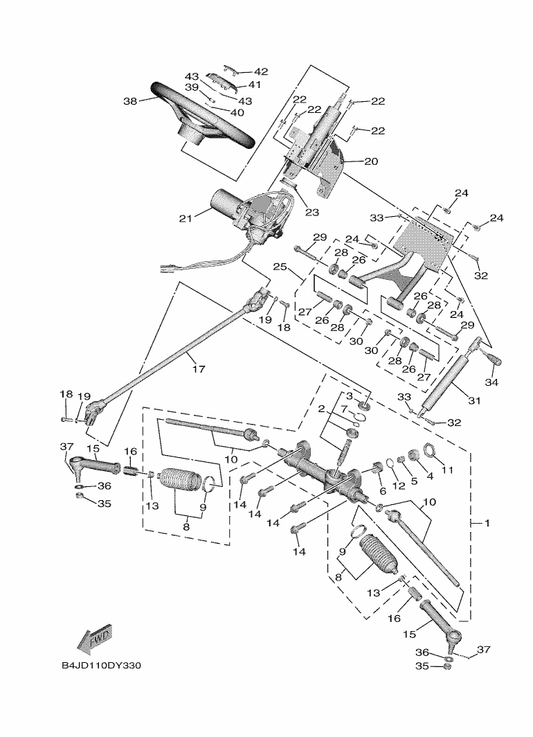 Yamaha B4J-F3855-01 Spring, Damper — shown on the Steering parts diagram