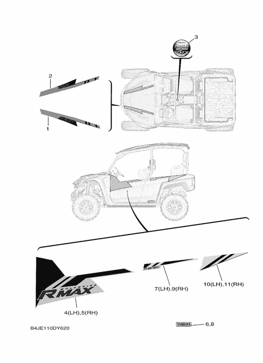 Yamaha B4J-F165H-90 Graphic, Rear (Rh) — shown on the Graphics parts diagram