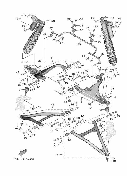 Yamaha B4J-F3750-20 Front Suspension Assy 2 — shown on the Front Suspension & Wheel parts diagram
