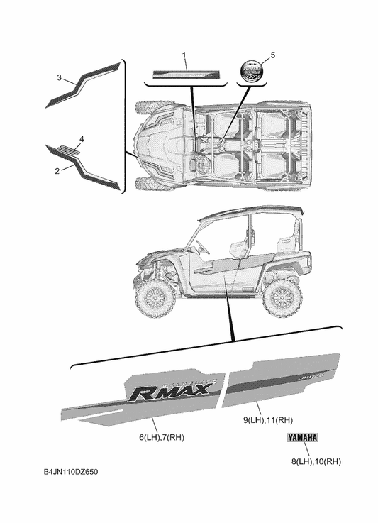 Yamaha BLU-F1786-10 Emblem 6 (Lh) — shown on the Graphics parts diagram