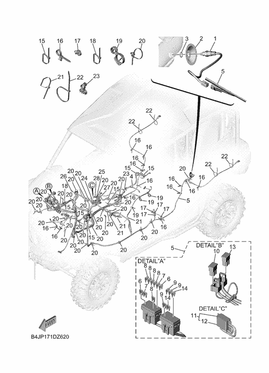 Yamaha B4J-82590-01 Wire Harness Assy — shown on the Electrical 3 parts diagram