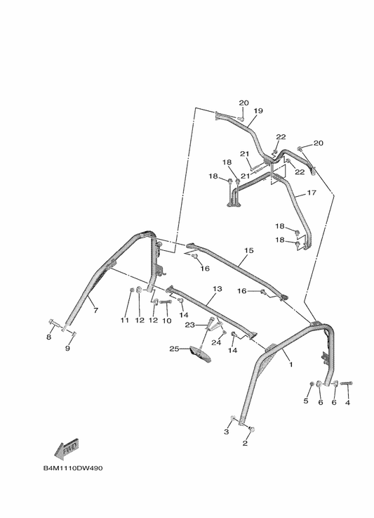Yamaha B4M-K831A-00 Support, Roof 3 — shown on the Guard 2 parts diagram