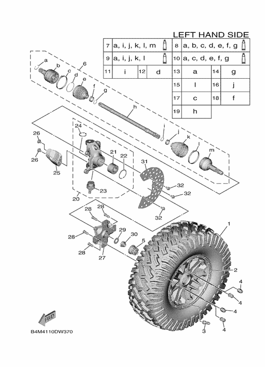 Yamaha B4J-F5168-30 Cast Wheel, Front — shown on the Front Wheel parts diagram