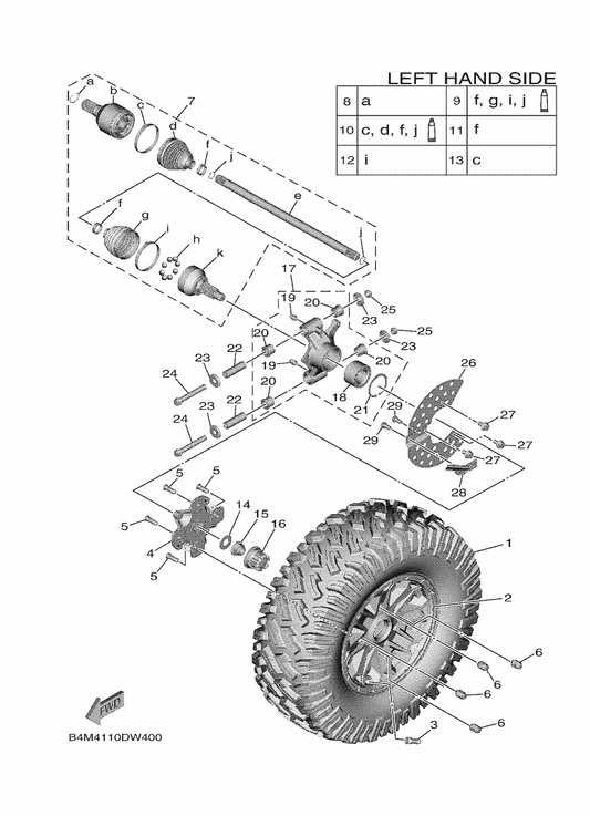 Yamaha B4J-F5111-00 Hub, Front — shown on the Rear Wheel parts diagram