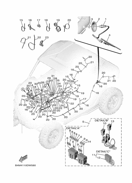 Yamaha B4J-82378-00 Connector — shown on the Electrical 3 parts diagram