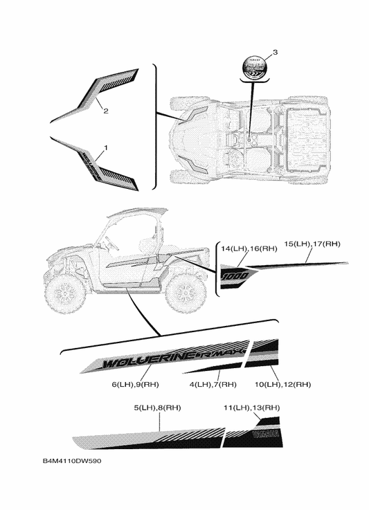 Yamaha B4M-F158F-11 Graphic 12 (Rh) — shown on the Graphics parts diagram
