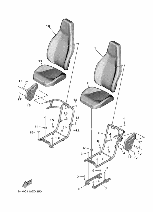 Yamaha B4J-K8420-20 Seat Assy 2 — shown on the Seat parts diagram