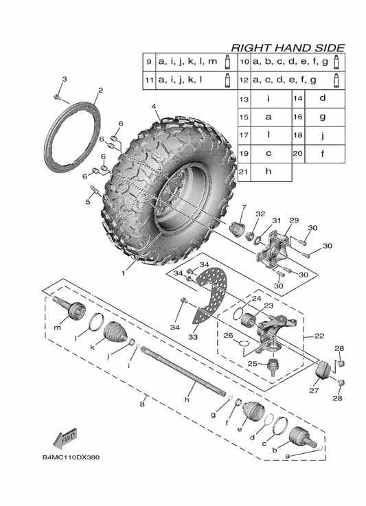 Yamaha B4J-F3502-00 Steering Knuckle Assy (Right) — shown on the Front Wheel 2 parts diagram