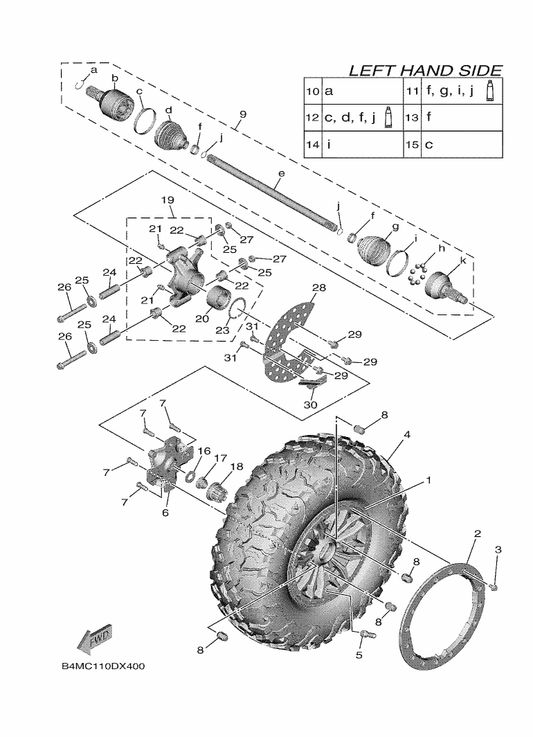 Yamaha B4J-F536E-00 . Clip, Spring — shown on the Rear Wheel parts diagram