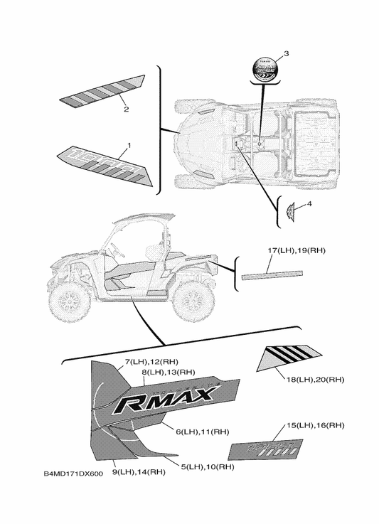 Yamaha B4M-F158P-00 Graphic 19 (Lh) — shown on the Graphics parts diagram