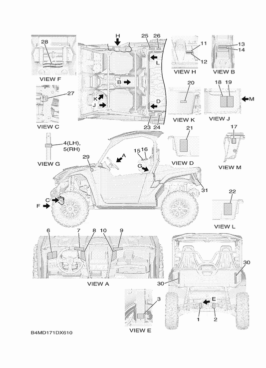 Yamaha B4M-F4897-01 Emblem — shown on the Emblem & Label 1 parts diagram