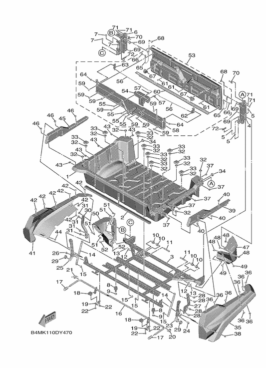 Yamaha 90109-06334 Bolt — shown on the Carrier parts diagram