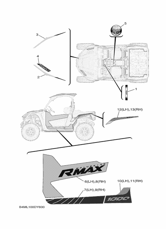 Yamaha B4J-F1781-70 Emblem 1 (Lh) — shown on the Graphics parts diagram