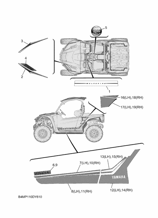 Yamaha B4M-F158F-80 Graphic 12 (Rh) — shown on the Graphics parts diagram