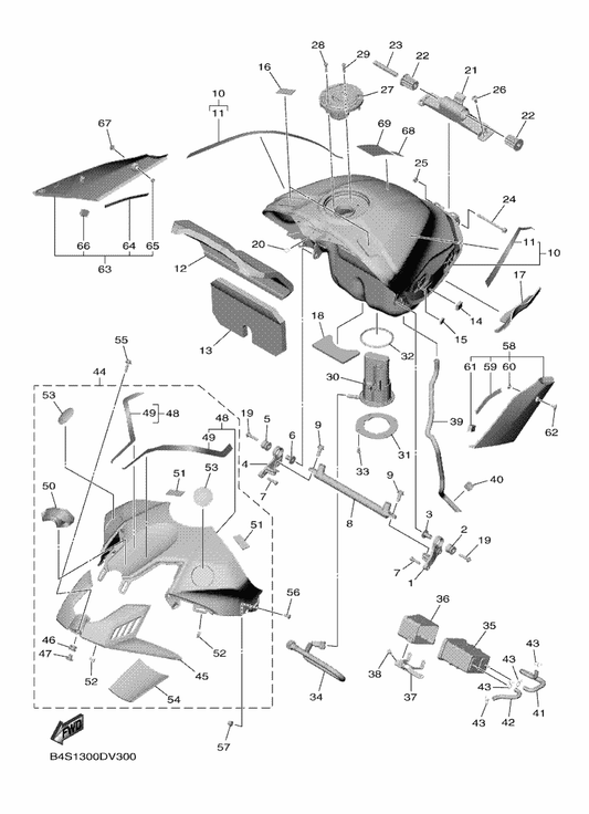 Yamaha B4S-Y2410-10-02 Fuel Tank Comp. — shown on the Fuel Tank parts diagram