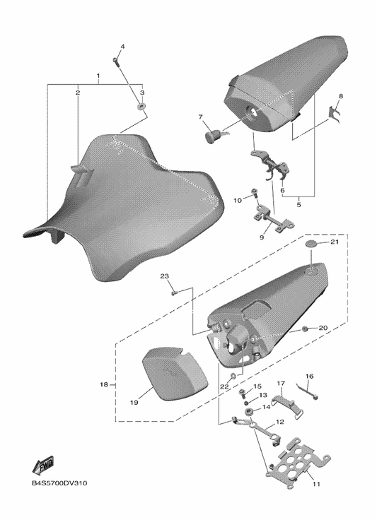 Yamaha 2CR-24710-01 Single Seat Assy — shown on the Seat parts diagram