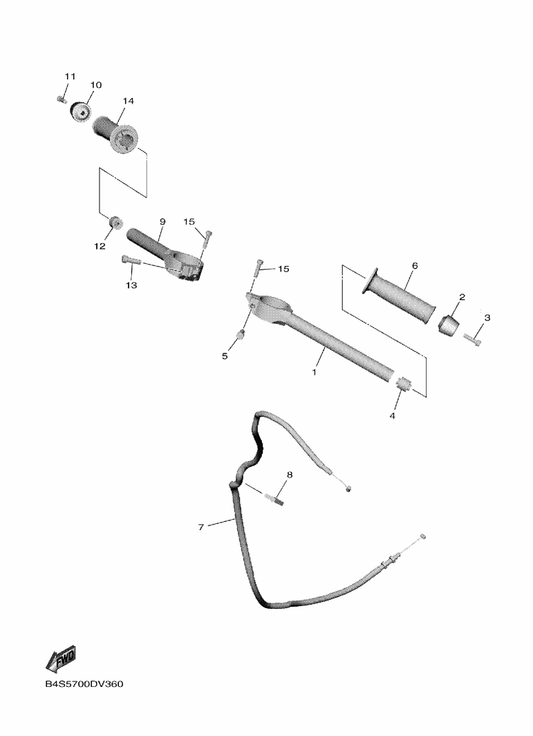 Yamaha 2CR-26246-10 End, Grip — shown on the Steering Handle & Cable parts diagram