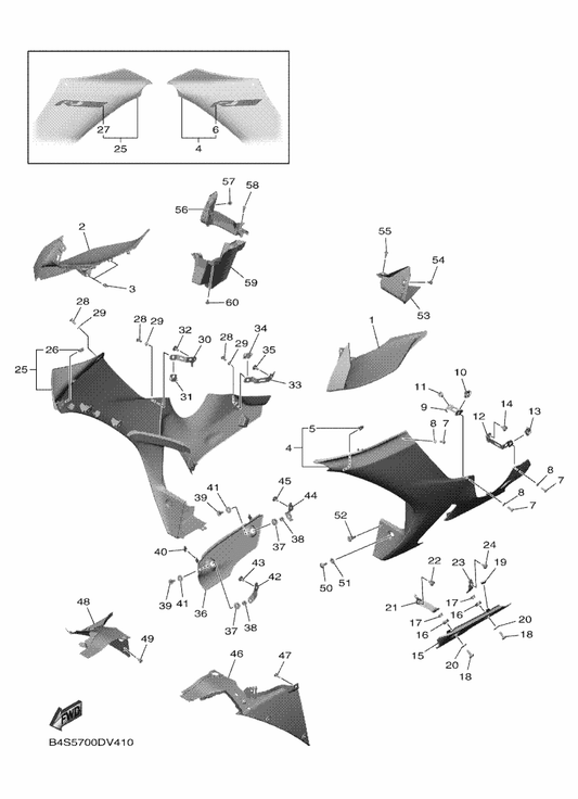 Yamaha B4S-Y283U-00 Panel Assembly 1 — shown on the Cowling 2 parts diagram