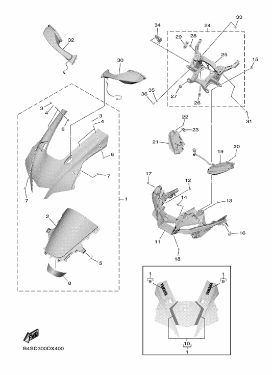 Yamaha B3L-84302-00 Pilot Light Assy 2 — shown on the Cowling 1 parts diagram