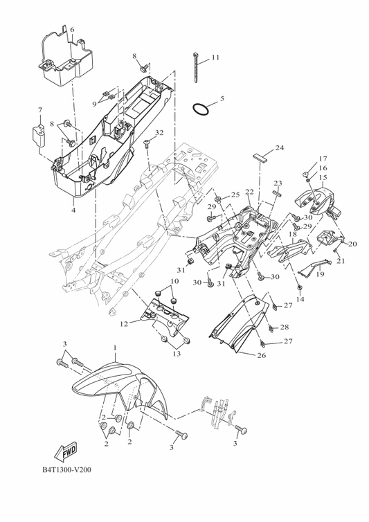 Yamaha 90109-06X23 Bolt — shown on the Fender parts diagram