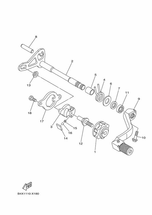 Yamaha 90201-12020 Washer, Plate — shown on the Shift Shaft parts diagram