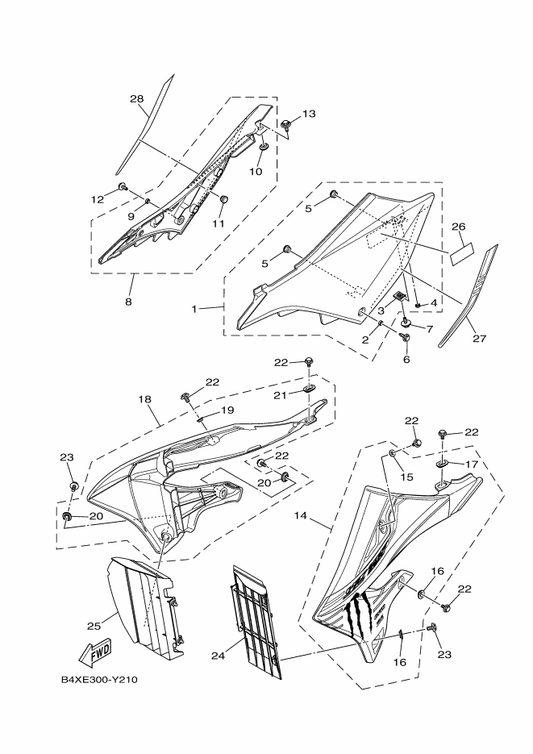 Yamaha BCR-217F3-10 Graphic, 3 — shown on the Side Cover parts diagram