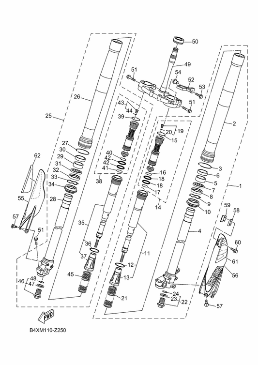 Yamaha BCR-2316A-01 . Valve Comp. — shown on the Front Fork parts diagram
